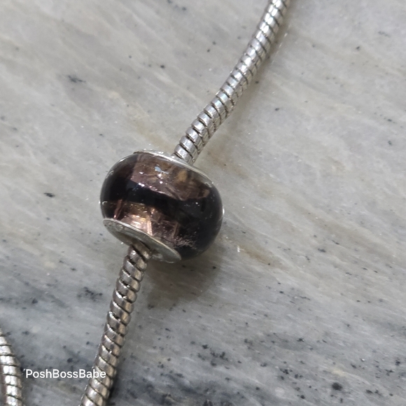 Murano .925 stearling silver center core glass bead fits pandora type bracelets - Picture 4 of 15